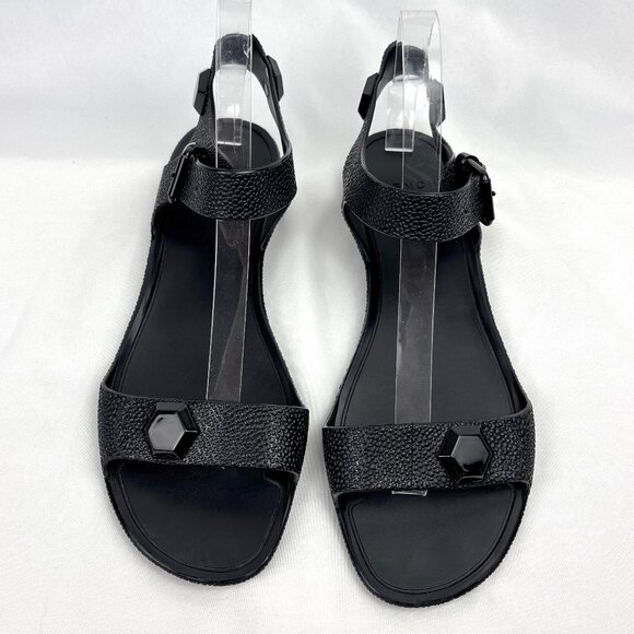 Givenchy Black Rubber‎ Sandals Women’s Size 8 UK39 Textured Strap Jelly Flats - Picture 3 of 15